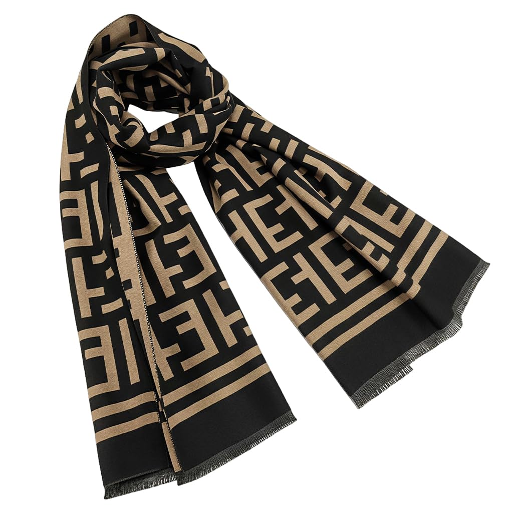 Stylish Scarf for Women Winter - Double Sided Soft Cotton Shawl 65x185cm, Thick Warm Fashion Scarves for Women, Elegant Lightweight Wrap All Season