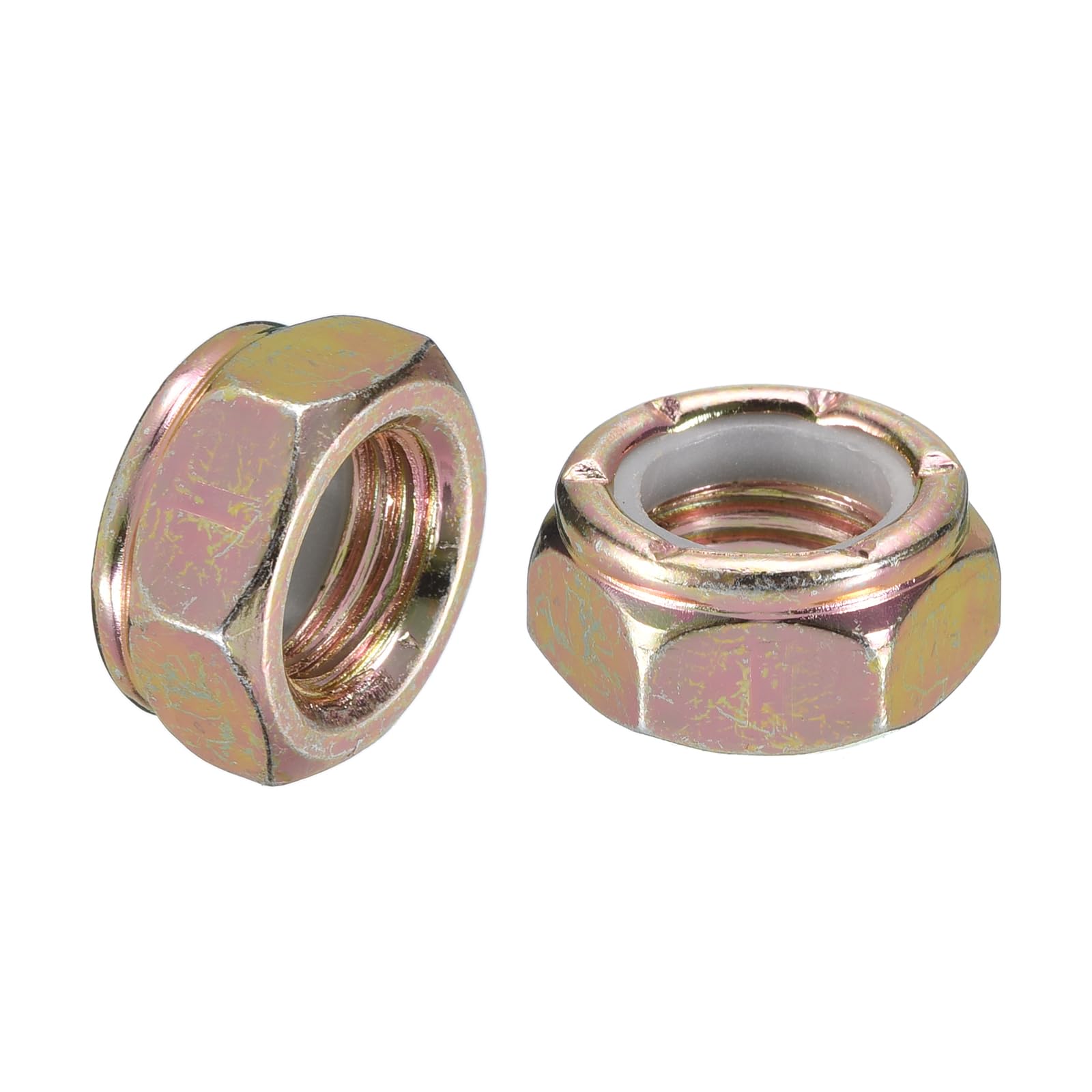 uxcell 10Pcs 7/16"-20 Nylon Insert Hex Lock Nuts, Carbon Steel Self-Locking Nylon Insert Stop Nut for Industrial Construction Fasteners, Color Zinc&