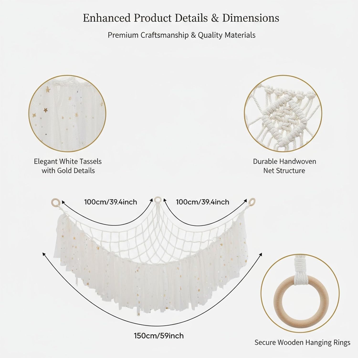 2-Pack Stuffed Animal Storage,Net or Hammock with Led Light,Corner Toy Hammock Hanging,Cute Stuff Animal Organizer Plush Holder,Nursery Hanging Organizers,for Kids Bedroom/Room Decor (Beige)​