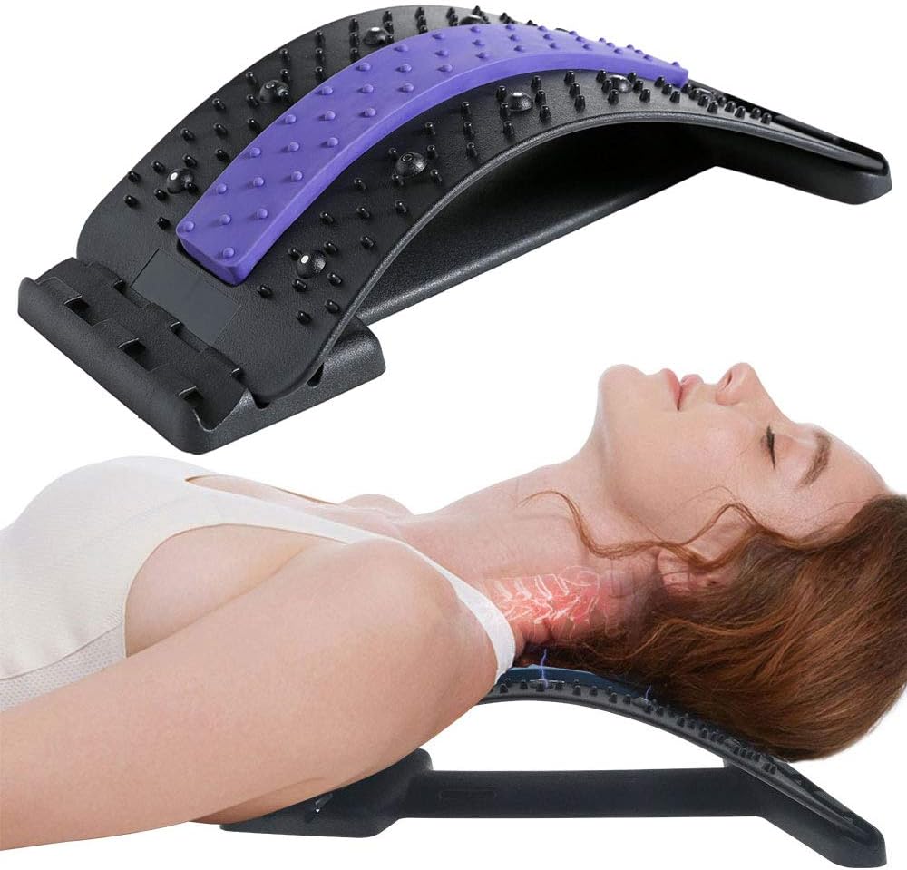 Magnetic Therapy Back Massager Stretcher Neck Stretch Tools Massage Cervical Pillow Lumbar Spine Support Corrector pain Relief(Purple)