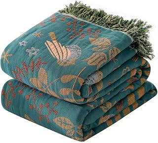 VANJOROY Double-sided Bohemian Sofa Bedspread Large Throw Blanket with Tassels, 100% Pure Cotton Woven Warm Throw for Armchair, Sofa and Bed.. (150x200CM(60×80In))
