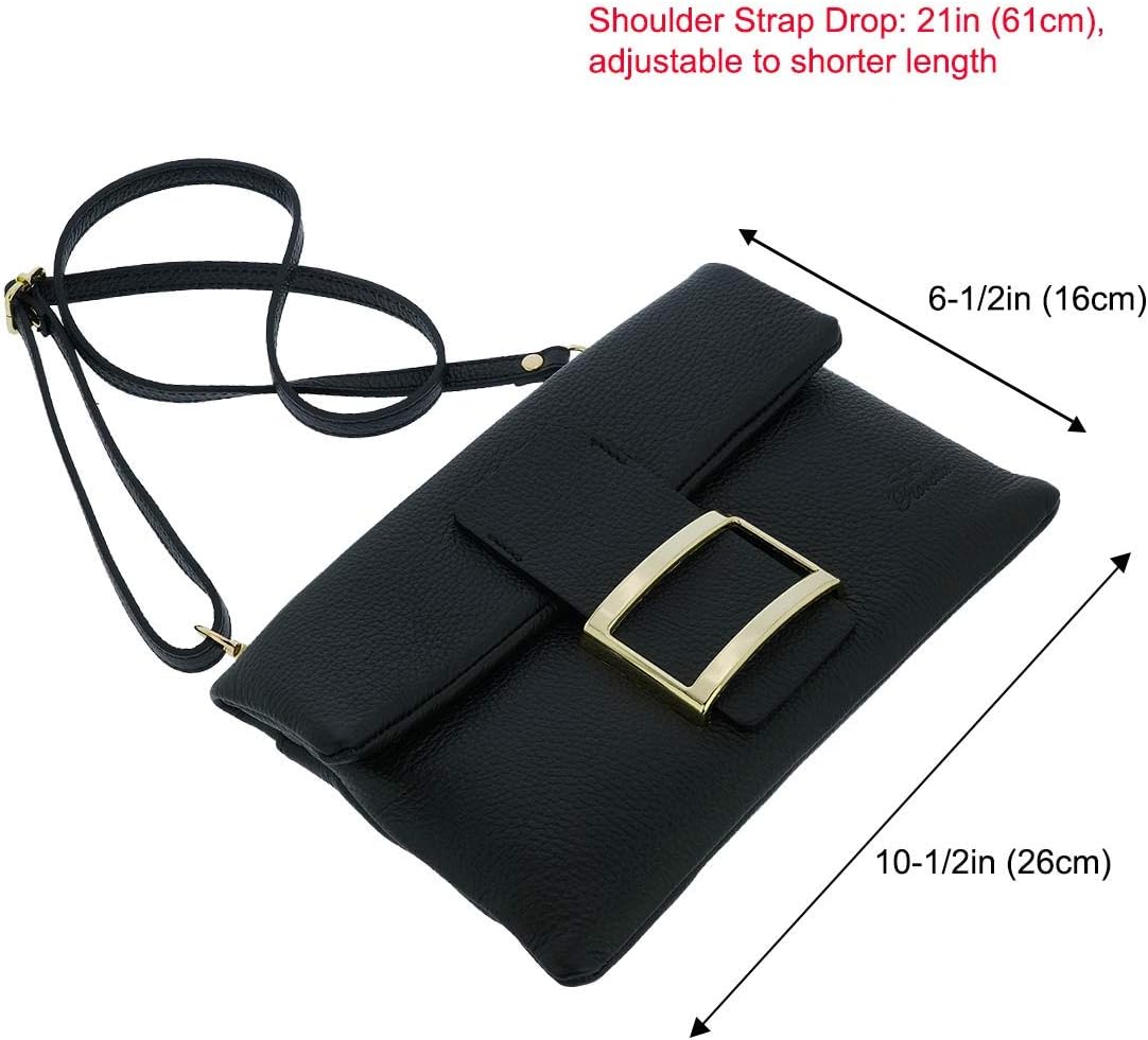 Italian Genuine Leather Wristlet Crossbody Shoulder Bag Clutch Handbag For Women
