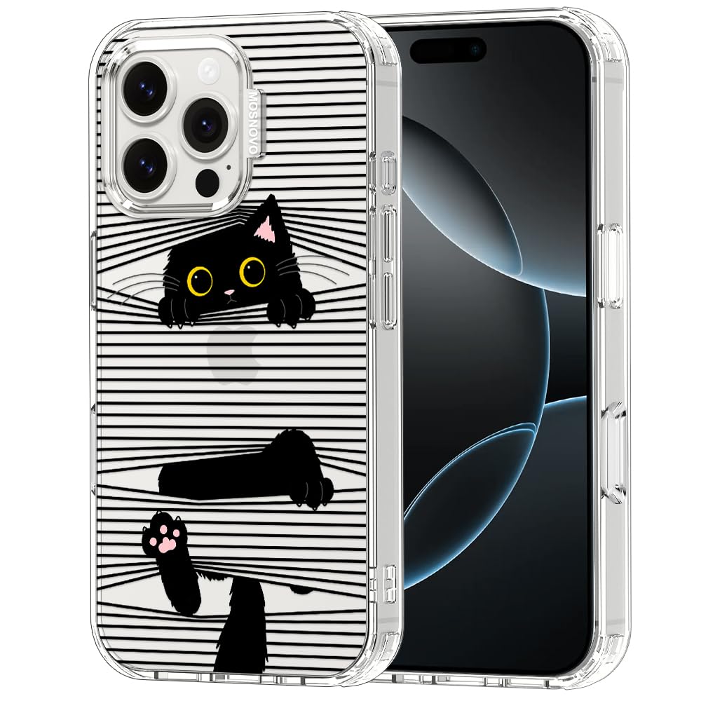 MOSNOVO Case for iPhone 16 Pro Max, [Buffertech 6.6ft Military-Grade Drop Protection] [Anti Peel Off Tech] Clear TPU Bumper Phone Case Cover Design -