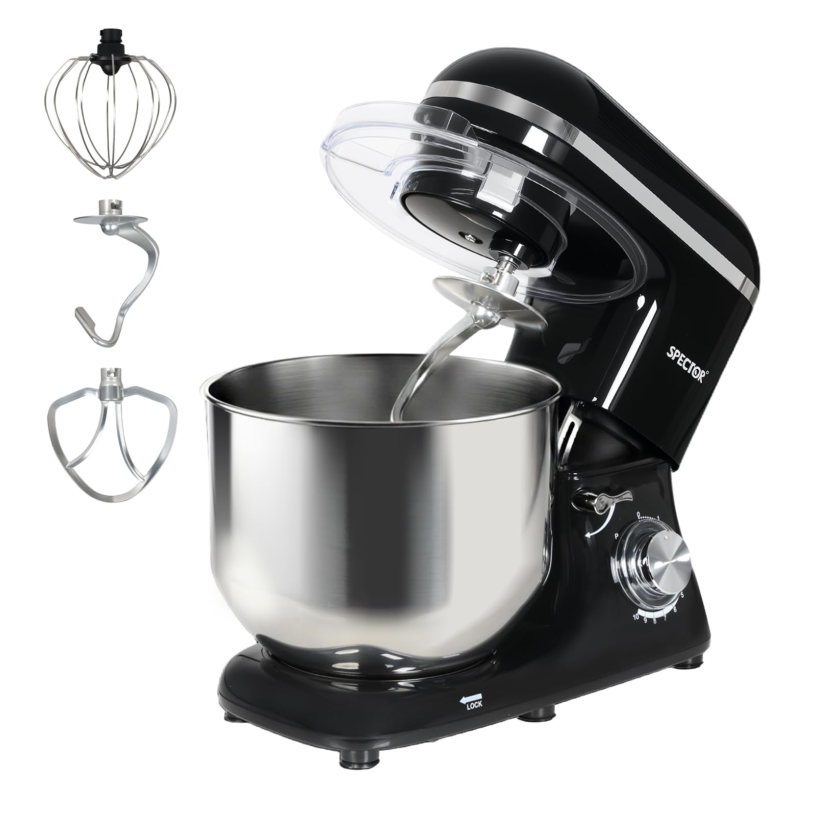 Spector 8L Stand Mixer, 1400W Heavy Duty Food Mixer with 6-Speed & Pulse - Commercial Grade Kitchen Mixer with Pure Copper Motor & Tilt-Head Design