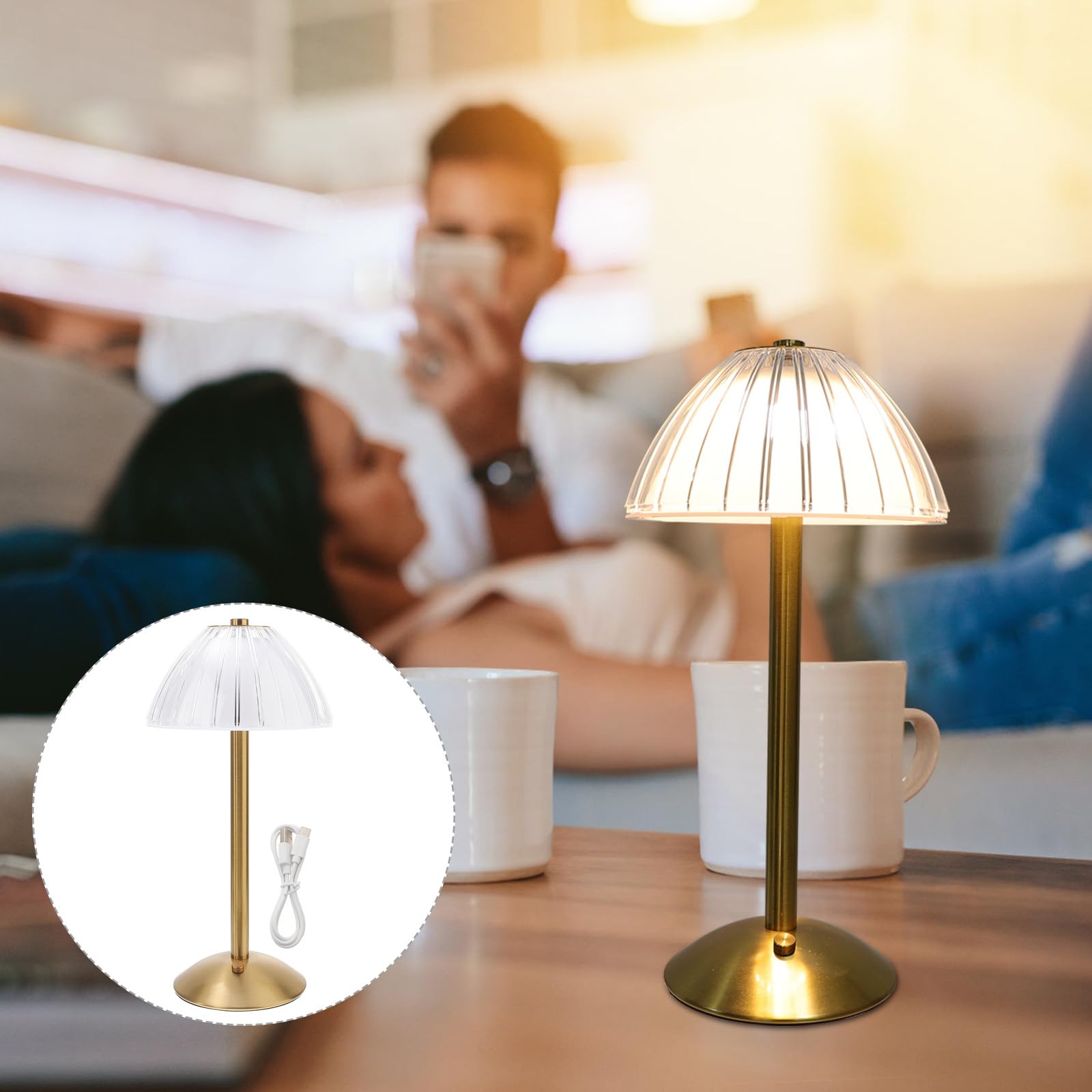 KOMBIUDA Stołowa W Kształcie Grzyba Retro Lampka Nocna Z Akumulatorem Lampka Nocna Z Dotykowym Ekranem LED W Kształcie Grzyba Z Akumulatorem