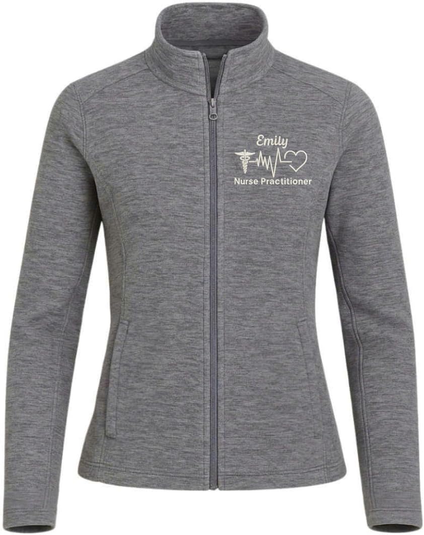 Custom Digi Stripe Fleece Jacket, Embroidered Nurse Workwear, Women Men Zip Up Outerwear, Medical Gift Apparel RN 1