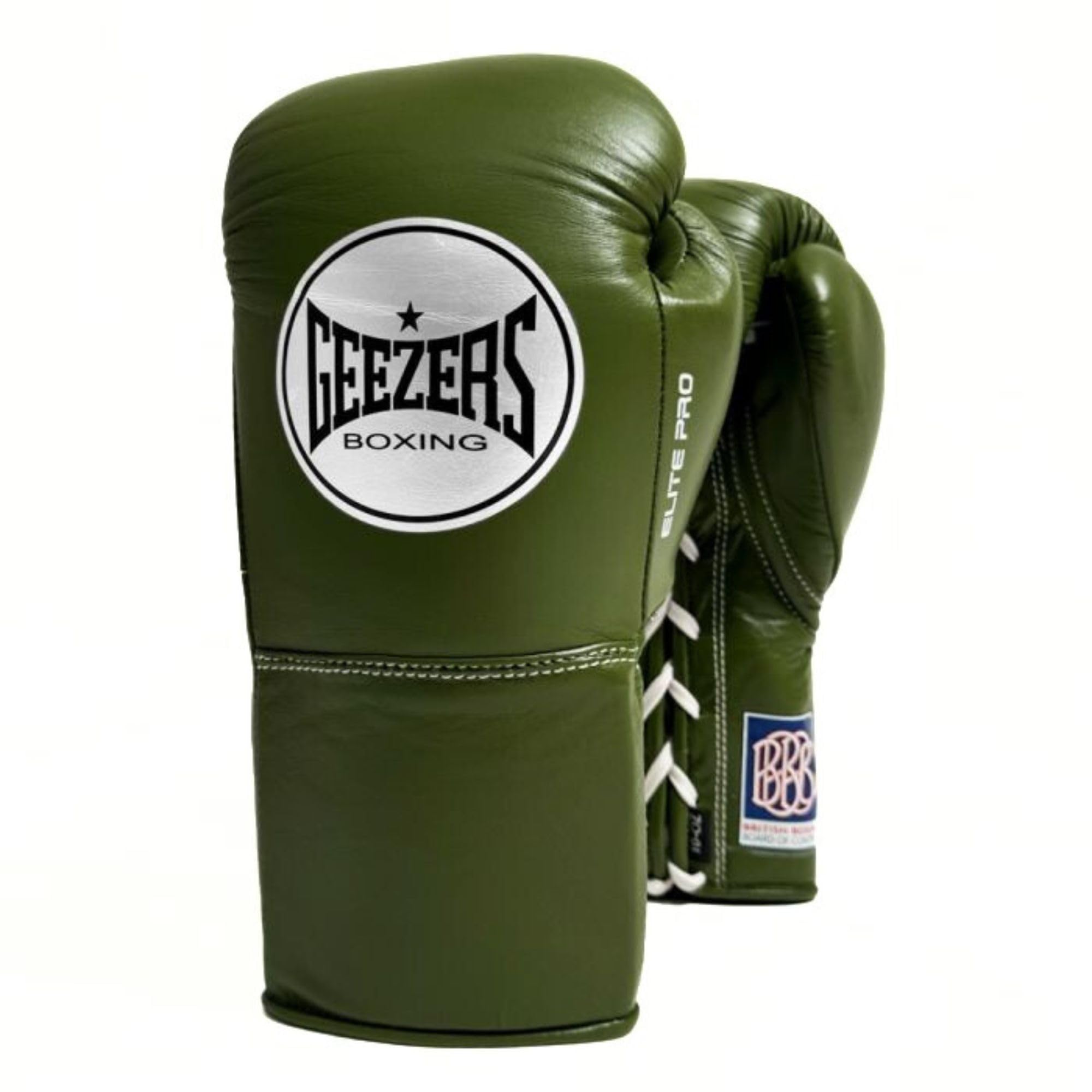 Geezers Boxing Elite Pro Special Edition Fight gloves, Premium Leather, Mens and Womens Fight Glove, Approved by the BBBofC for all professional fights. (Khaki, 10oz) — image 1