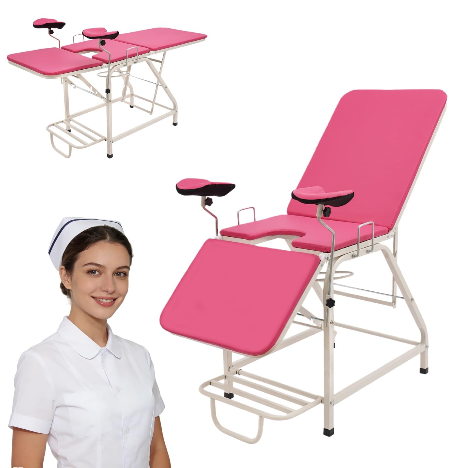 Chaise gynécologique GYN - Hauteur réglable avec dossier de 0 à 65 ° et repose-pieds amovible de 0 à 90 ° - Charge maximale : 150 kg