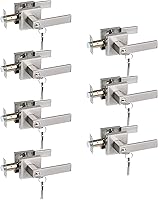 Vista 9 de USHTL01-SN-BK-6P - Manija cuadrada de privacidad para puerta de níquel cepillado sin llaves para dormitorio o baño, USHTL01-SN-BK-6P