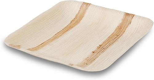 Miniatura 2 de BIOZOYG Platos cuadrados desechables de hoja de palma de 6 pulgadas, (50 piezas) platos de bambú como paquete de fiesta, platos compostables y