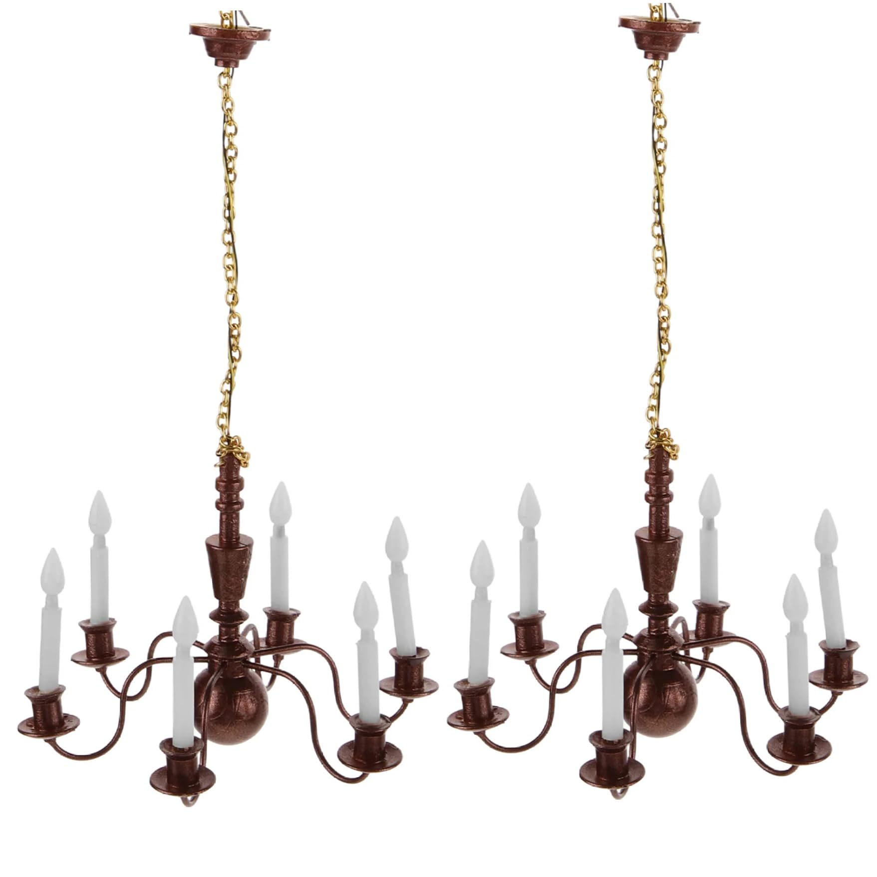 Trrymbbe 2Pcs Dollhouse Chandelier 2.2x2 Inch Metal Miniature Chandelier with 6 White LED 3V DIY Friendly Dollhouse Accessories for Doll House Settings
