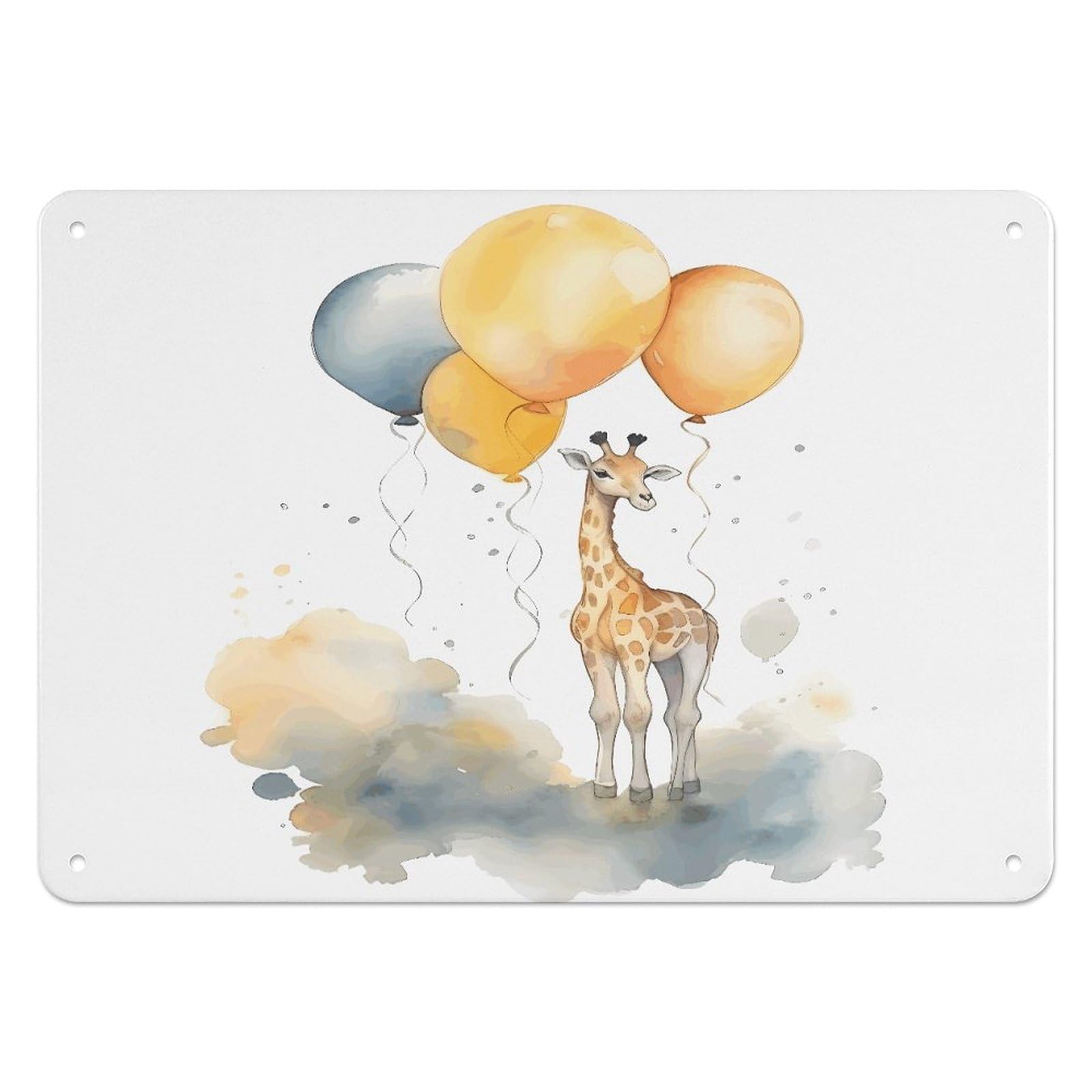 Btcowzrv Style Hand Drawn Giraffe Metal Sign, 5.5" X 7.9" Tin Wall Decor, Wall Art Plaques For Home Wedding Decor Room Living Room Decoration