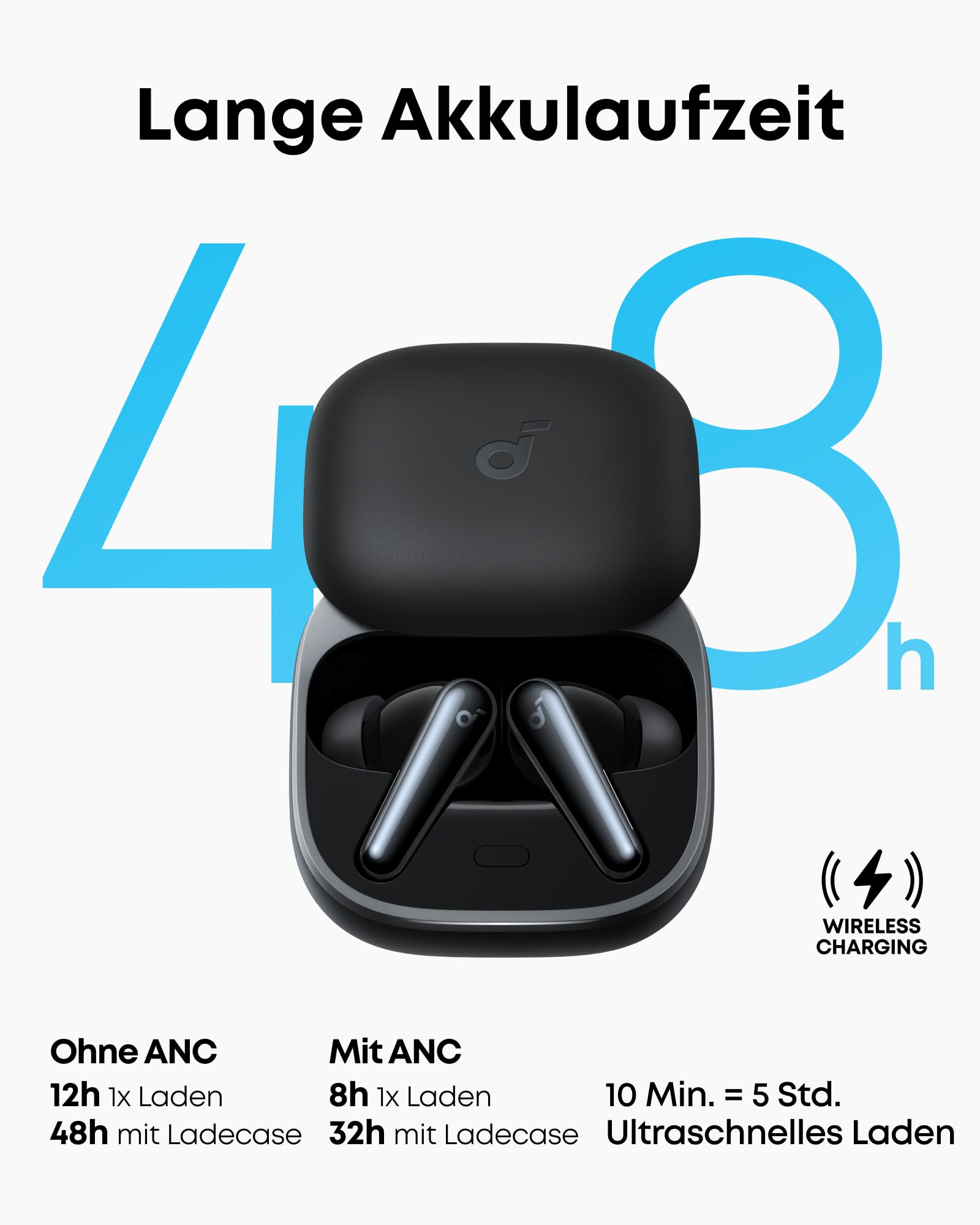soundcore Liberty 5 by Anker, kabellose Noise Cancelling Earbuds, 2X stärkere Stimmreduktion, ANC in Echtzeit, Schnellladen, Dolby Audio, Surround Sound, Hi-Res, klare Telefonate (Generalüberholt)
