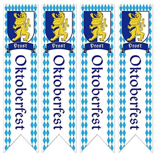 TUPARKA Oktoberfest Sign Banner Flag Oktoberfest Decorations Octoberfest Party Supplies Polyester Fabric Banner (Set of 4)