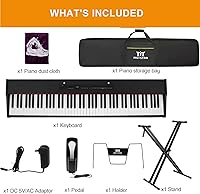 Vista 8 de Teclado de piano MUSTAR 88 teclas con teclado ponderado, teclado digital de piano de 88 teclas semi ponderado con soporte, piano eléctrico