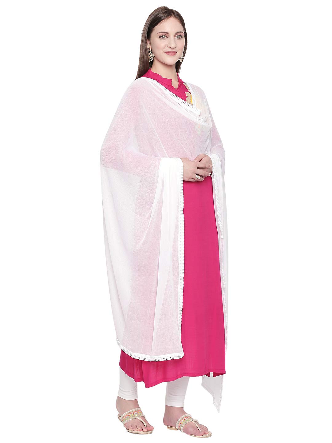DUPATTA BAZAAR Woman's White Chiffon Dupatta - Image 2 thumbnail