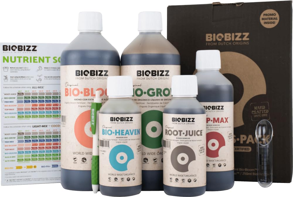 BioBizz Starters Pack + Bio Bizz ph down 250ml + Bio-Bizz ph-up 250ml | Dünger-Komplettset | Bio-Dünger | Bio pH-Regulatoren | Indoor & Outdoor Anbau | organisch