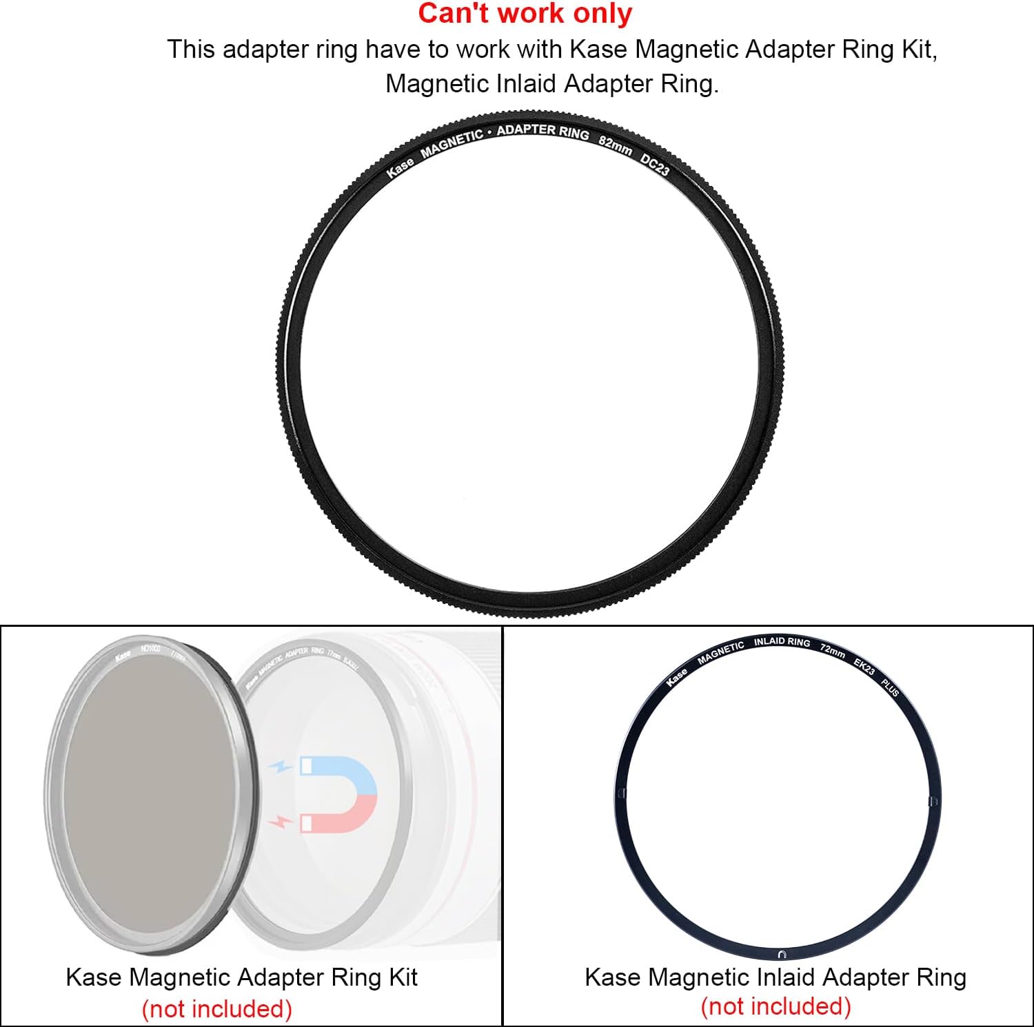 Kase 77mm Magnetic Adapter Ring for Screw-in Filter -Convert it to Magnetic