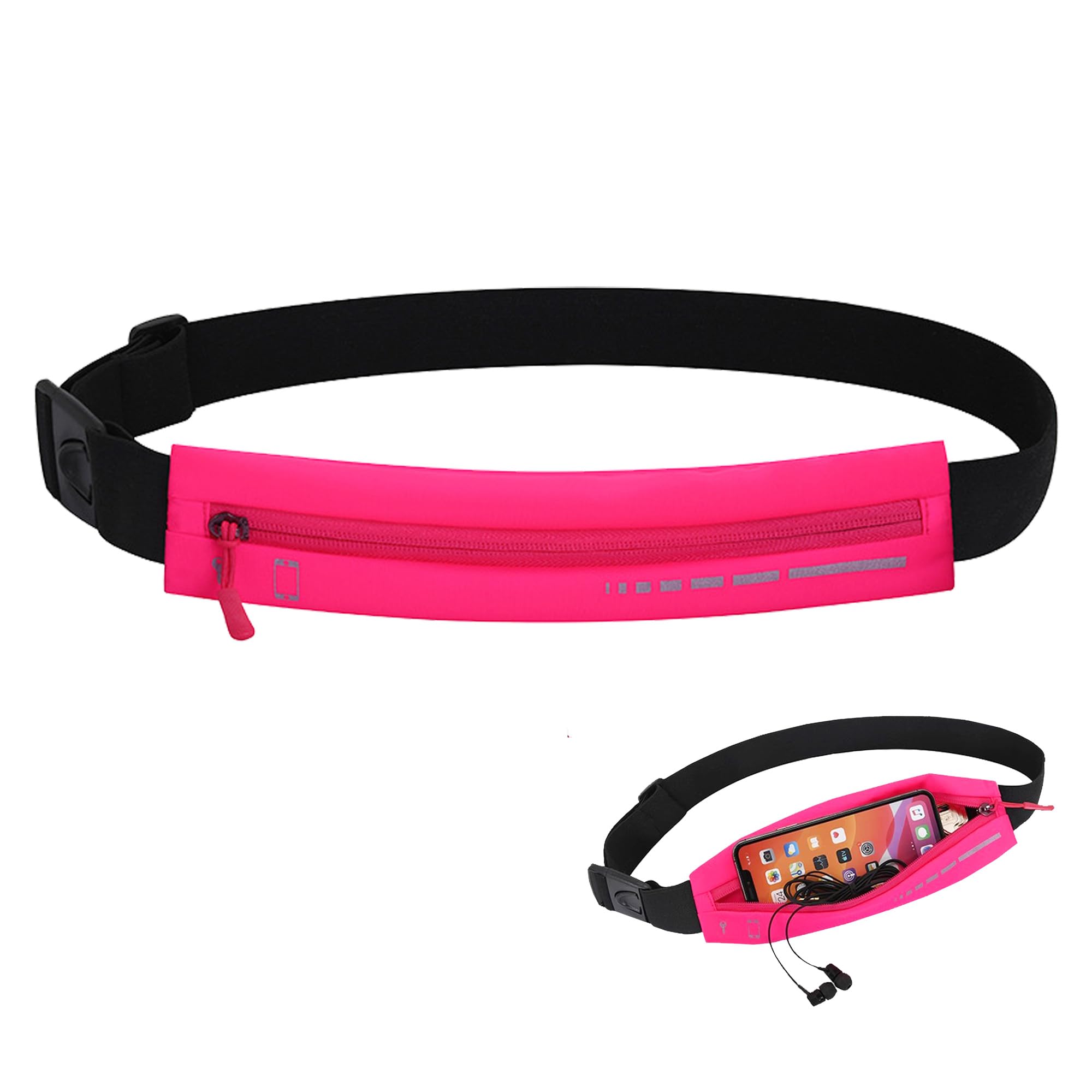 Schlanke, wasserdichte Bauchtasche für Damen und Herren, federfrei, verstellbarer Laufgürtel, leichte Handyhalterung, Hüfttasche für Joggen, Workout, Reisen, Geldgürtel, Rosenrot