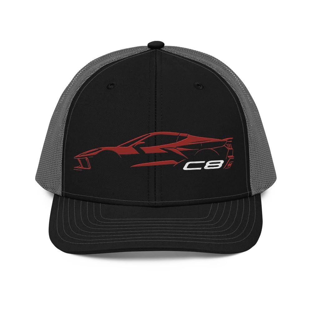 2024 Supercar C8 czapka dla kierowców samochodów sportowych czerwona mgła minimalistyczna sylwetka niestandardowa czapka typu trucker