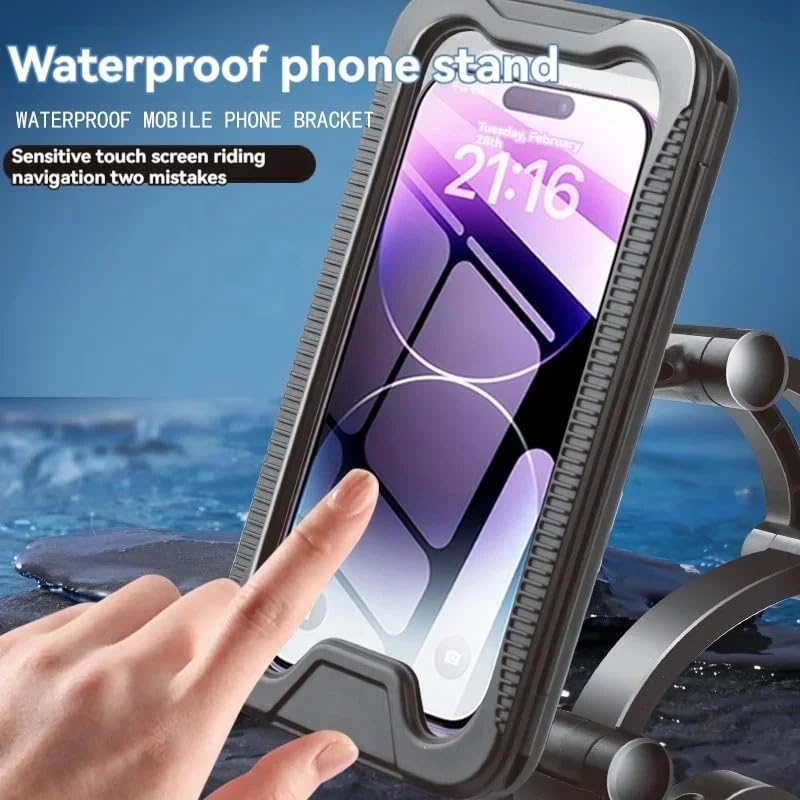 Image of FKU 2025 Bike Rider Waterproof Cell Phone Holder 360 Rotation Motorcycle Phone Case Bicycle Handlebar (Waterproof Bike Rider Mobile Holder)