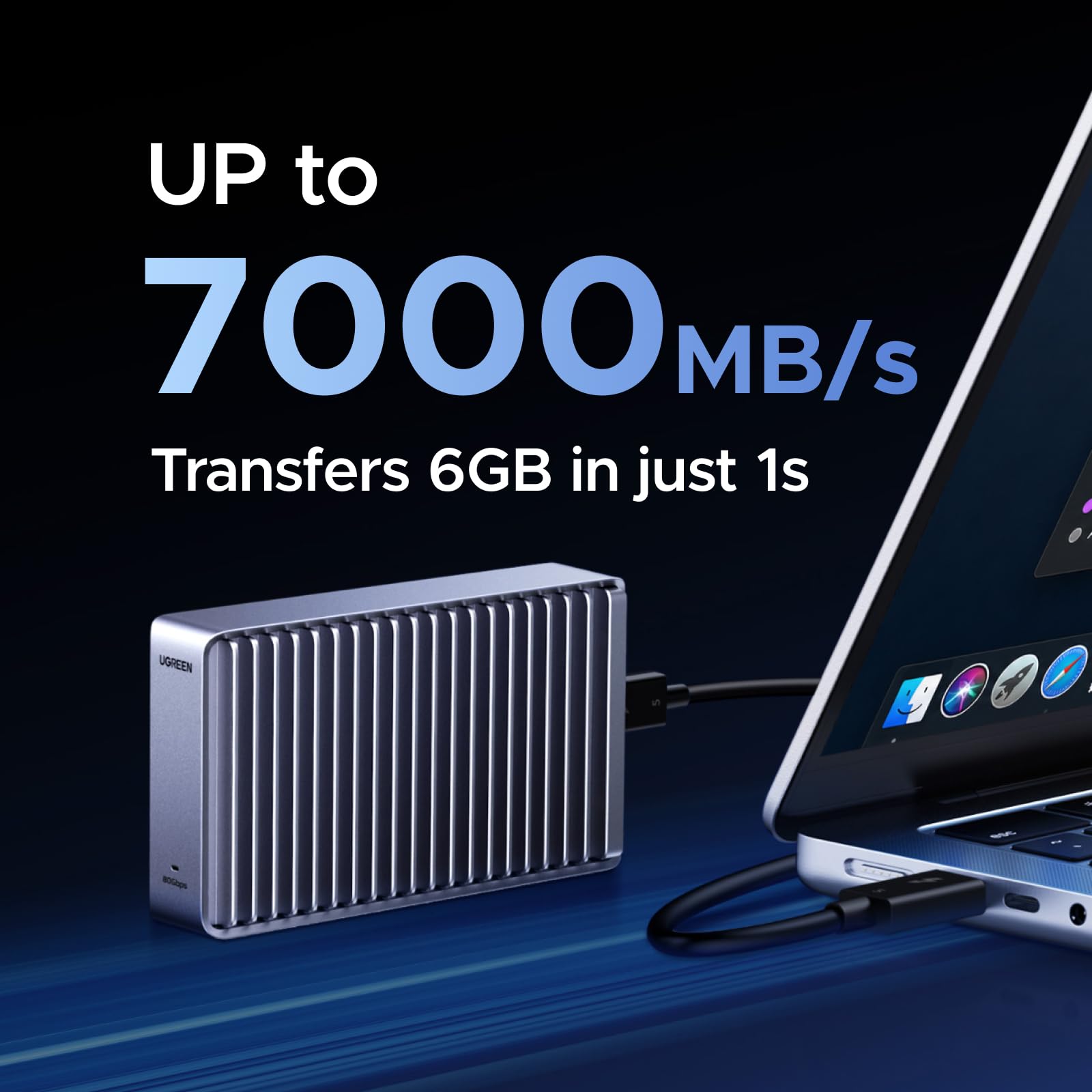 UGREEN Obudowa dysku SSD 80 Gb/s M.2 NVMe, obudowa NVMe | kompatybilna z Thunderbolt 5/4/USB4, obudowa dysku SSD M.2 kompatybilna z MacBook, Mac mini(kabel 50cm)