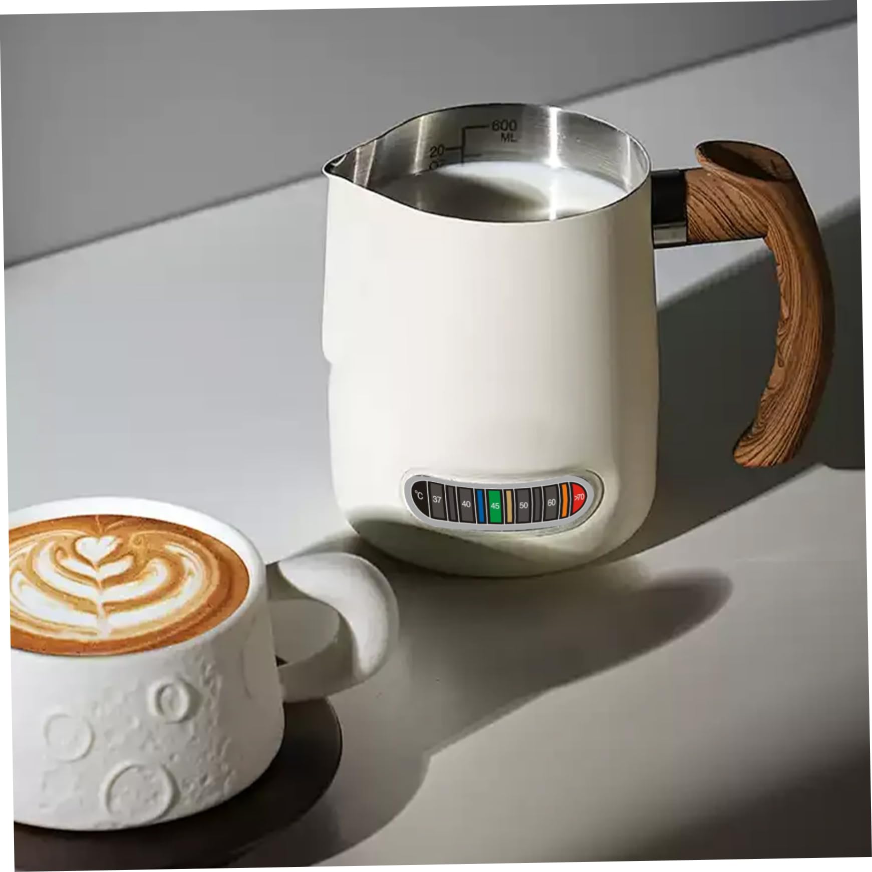 Lot de 4 Bandes de température, Autocollant pour thermomètre à café, étiquette température Changeante Couleur pour Pots à Lait en métal, thermomètre Cuisine, numérique pour a