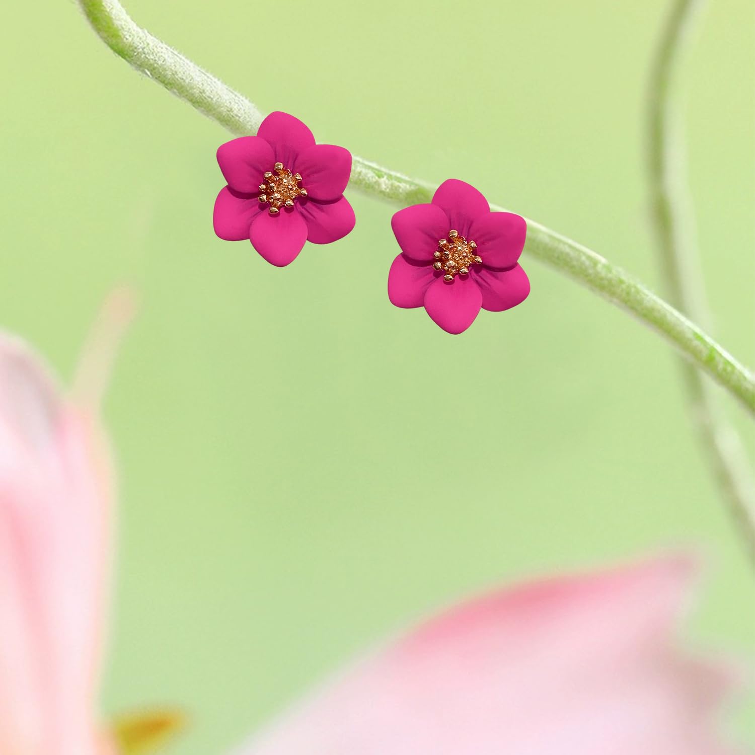 Aretes colgantes bohemios con diseño de margaritas pequeñas, estilo bohemio, con diseño floral, de metal pintado mate, para mujeres, amantes y amigas, Metal, No es una piedra preciosa 5