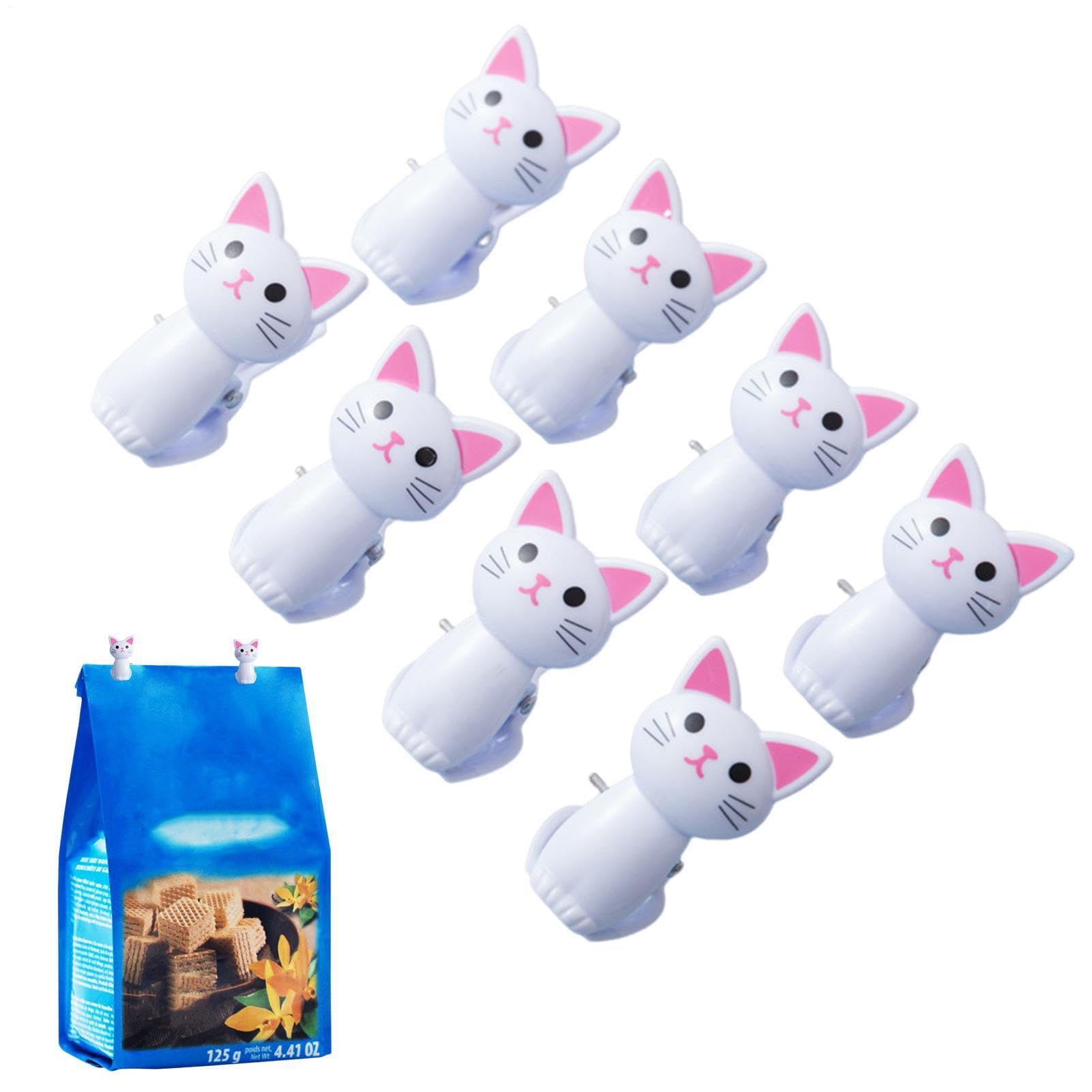 Cat Design Chip Clips – 8 Pack Reusable Food Bag Sealing Clamps