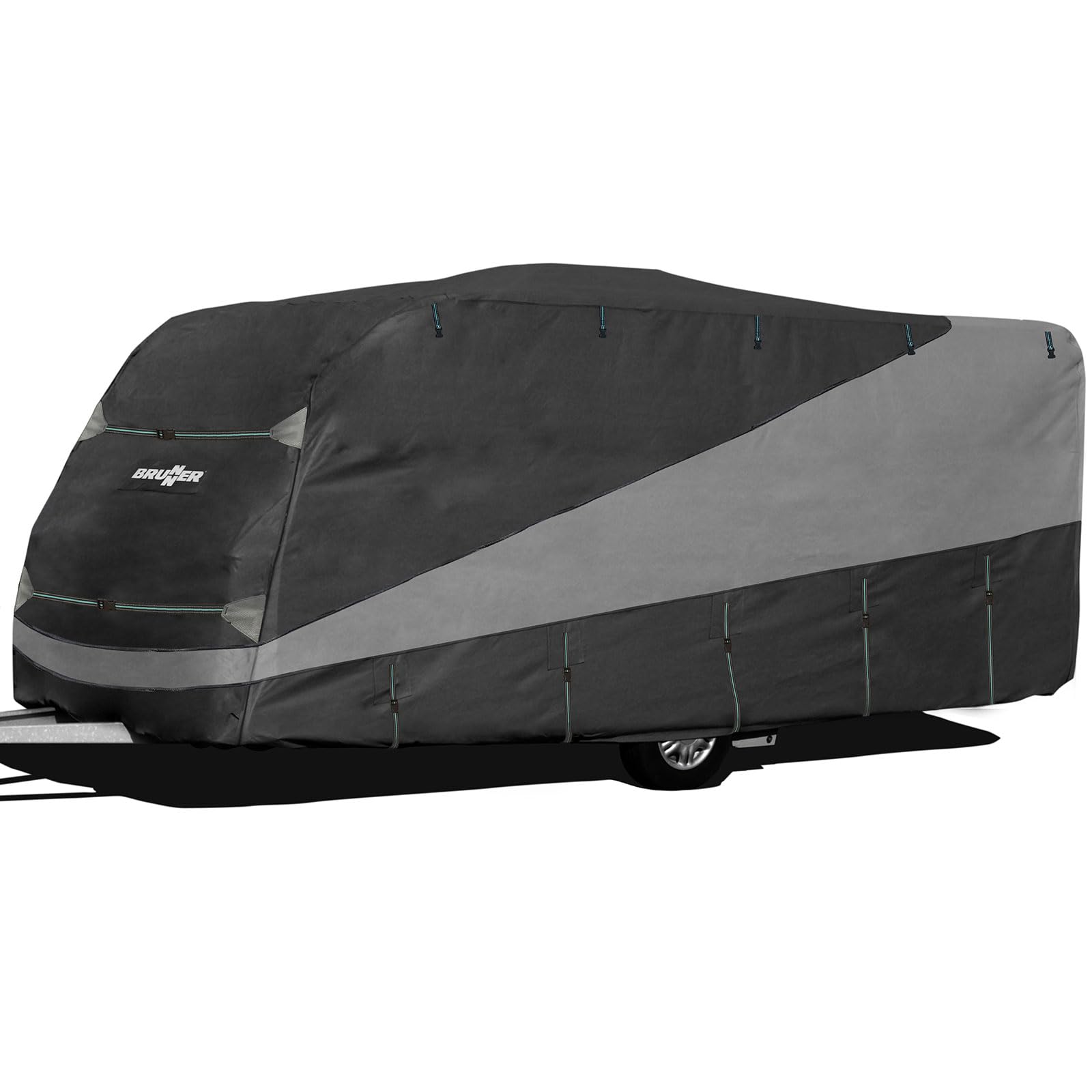 BRUNNER Wohnwagen-Abdeckplane Caravan Cover Design 12M 4,5m-5m x2,4m x2,2m | Schutzhülle 4-lagiges hochwertiges TNT-Gewebe, Atmungsaktive Abdeckung, UV-Beständig für Winter UND Sommer, Wasserabweisend