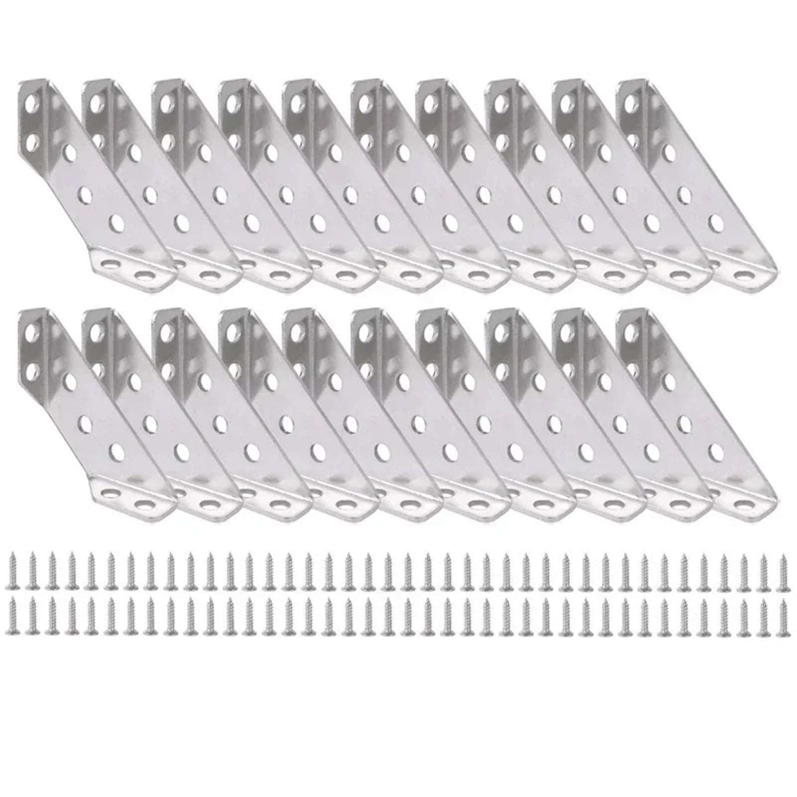 Corner Braces Brackets Stainless Steel 90 Degree Corner Bracket with Matching Screws for Cabinet Frame Fixed Assembly Use(20Sets)
