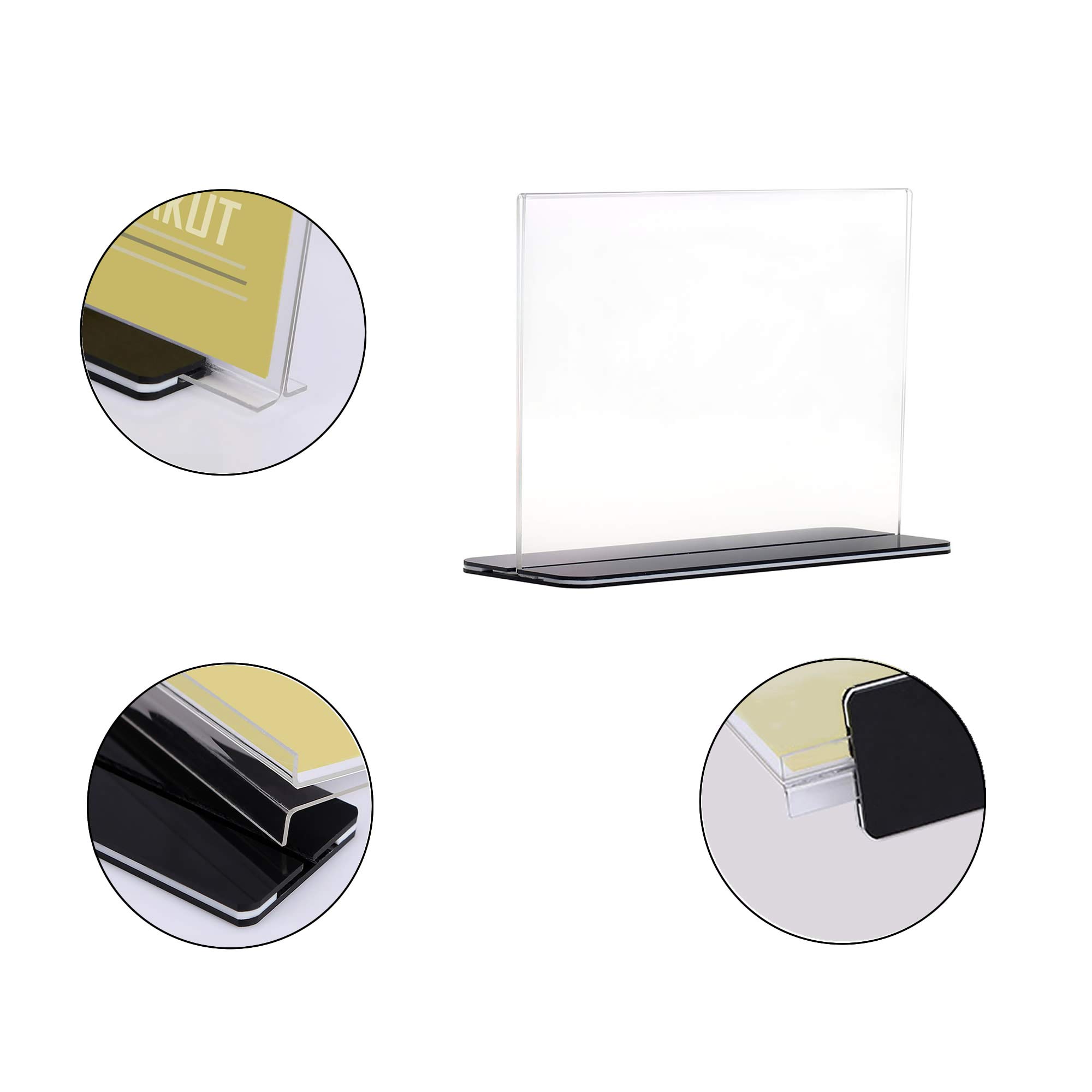 TUKA [10x] A5 Présentoirs de Table, Double Face, avec Base Plate, Paysage A5 Porte Menu Transparent Acrylique, Porte-Brochures Support de Présentation Réception Foires, TKD8204-A5-10x