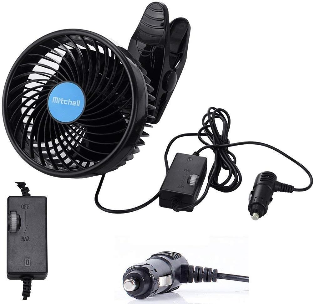 QIFUN 12V Electric Car Clip Fan, 6 Inches Cooling Air Fan, 360° Rotatable Stepless Speed Regulation Fan with Cigarette Lighter Plug for Vehicles, SUV, RV, Boat (Car fan) QIFUN 12V Electric Car Clip Fan, 6 Inches Cooling Air Fan, 360° Rotatable Stepless Speed Regulation Fan with Cigarette Lighter Plug for Vehicles, SUV, RV, Boat (Car fan)