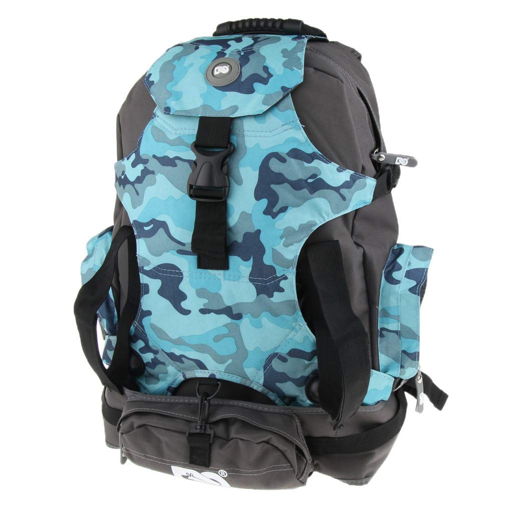 Mochila de viaje profesional con patines en línea, almacenamiento de patines para hombre y mujer, camuflaje azul