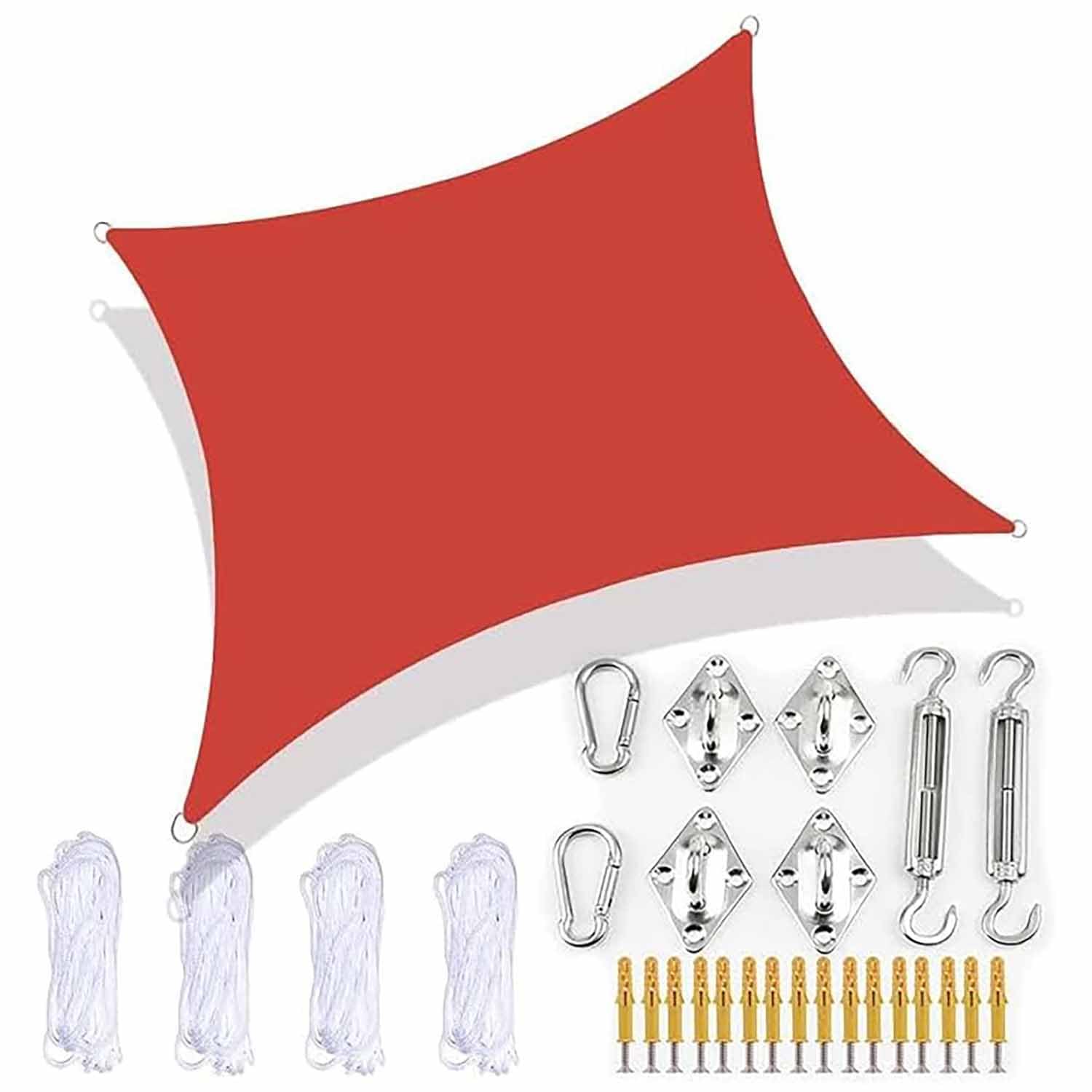 Ffsaacol Outdoor Shade Sail, Sun Shade Sails For Patio UV Blockage, Shade Sail Rectangle Waterproof with Fixing Kit, for Outdoor Patio Garden Pergola, Easy to Install I, 10x16ft/3x5m