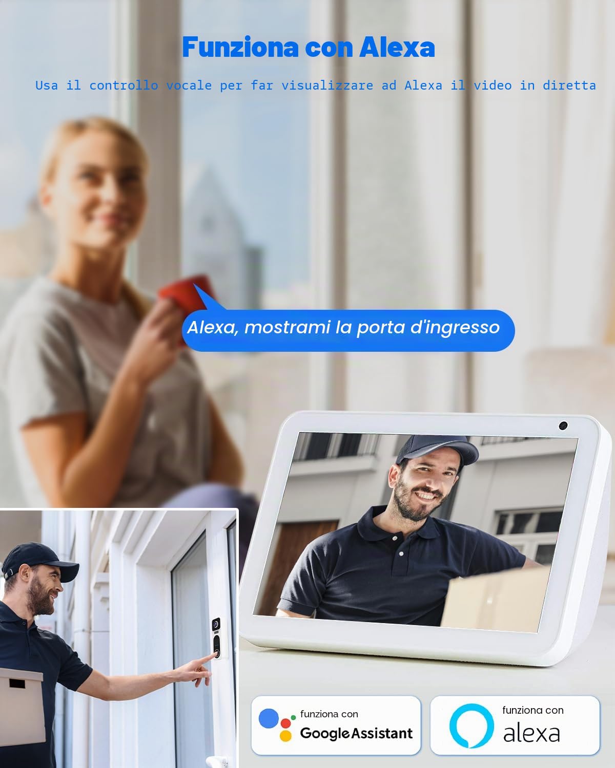 UCOCARE 4MP Citofono senza fili da Esterno, WiFi Campanello, Video Citofono con Telecamera, Scheda Memoria 32 GB Inclusa, Nessun Canone Mensile, Rilevamento Movimento, Visione Notturna, Videochiamata
