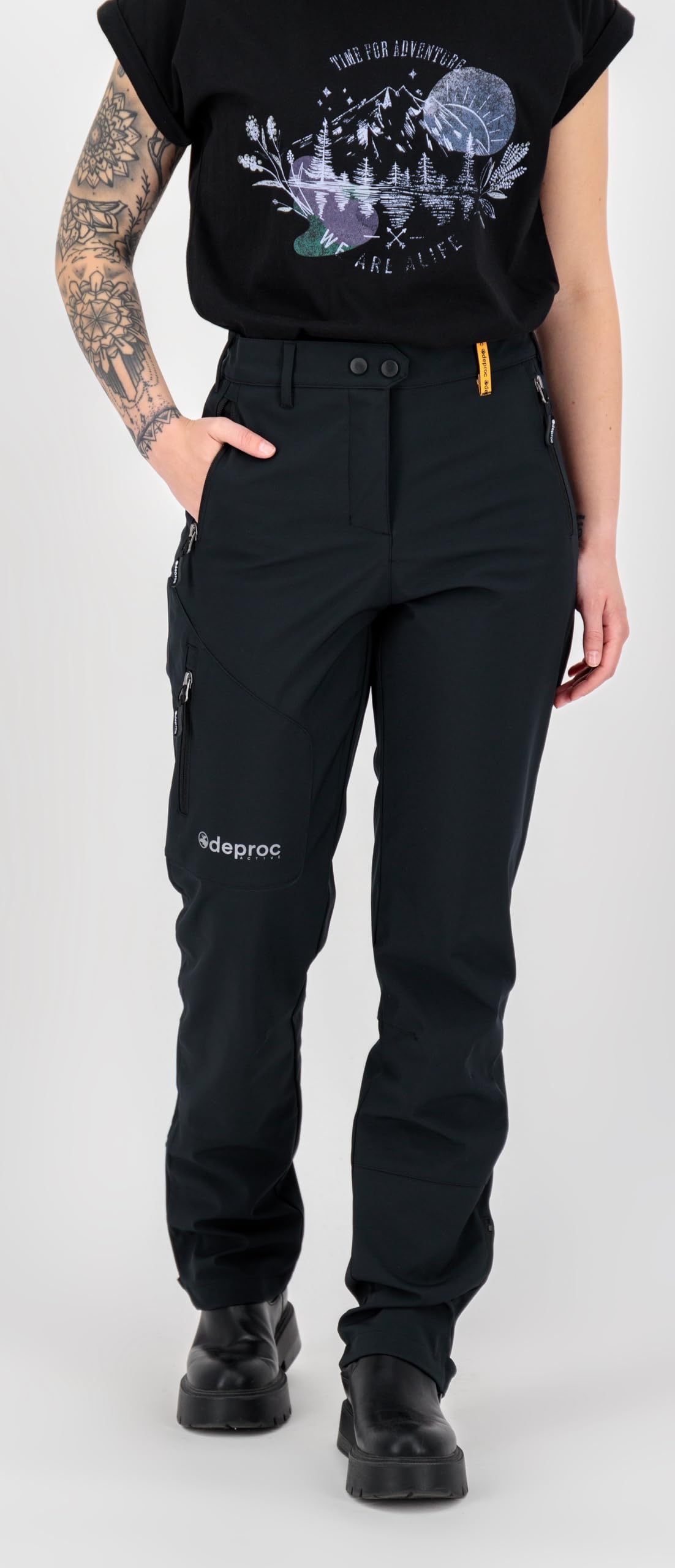 DEPROC-Active Damskie spodnie softshellowe, outdoorowe, trekkingowe, wodoszczelne, Sterling Ii Wmn