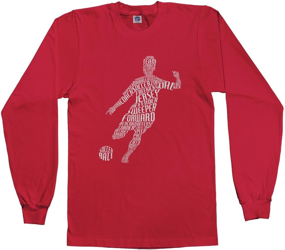 Threadrock Big Boys' Soccer Player Typography Youth L/S T-Shirt