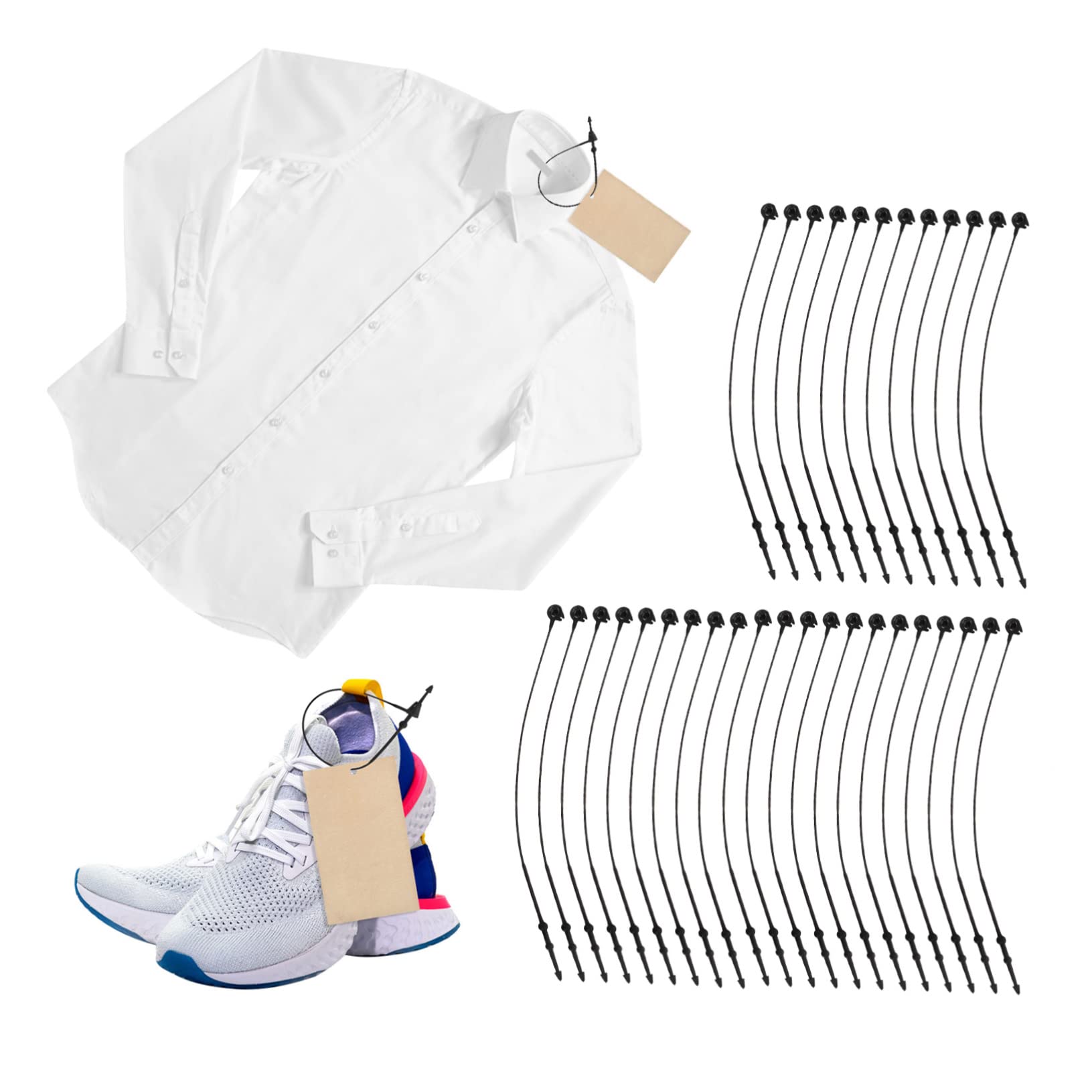 CHILDWEET 5000pcs Plastic Sling Price Tag Fasteners Black Security Loop Black Tags Fastener Plastic Tag Fastener Security Loop for Store Plastic Fasteners Tag Tags Loop Fasteners