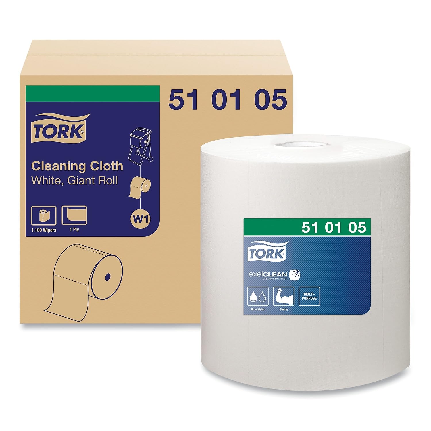 Tork Cleaning Cloth 12 6 x 13 3 White 1 100 Wipes Roll 510105