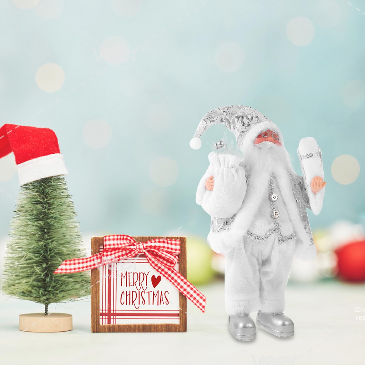 HOMSFOU Figura di Babbo Natale di Natale in plastica Statua in piedi Statua tradizionale di Natale Figurine Desktop Ornamento per le vacanze invernali Bomboniere di Natale