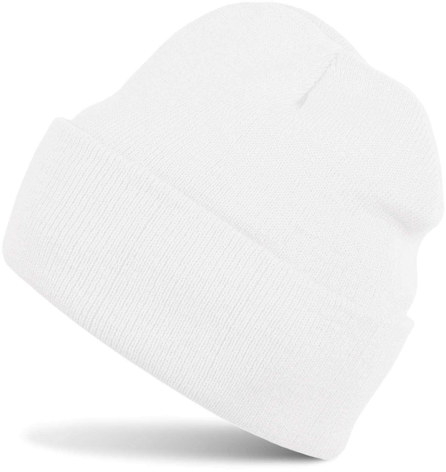 styleBREAKER Unisex Beanie Knitted Hat Solid Color, Fine Knit Double-Layer Warm Winter Knit Beanie 04024029, Colour:White