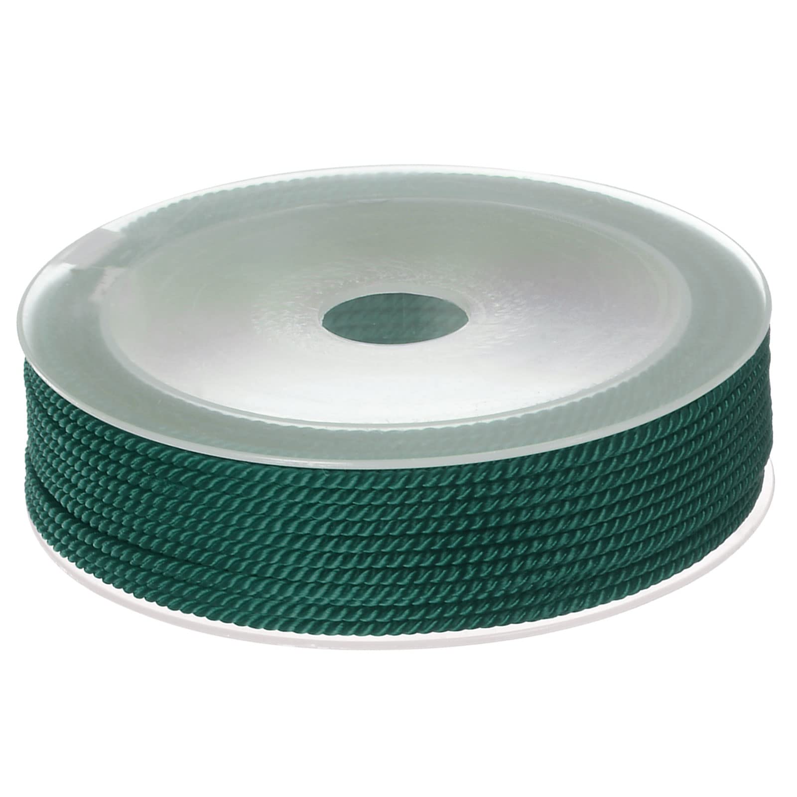 sourcing map Twisted Nylon Twine Thread Beading Cord 2mm 13M/43 Feet Extra-Strong Braided Nylon String for Crafting Bracelets Jewelry Making, Dark Green