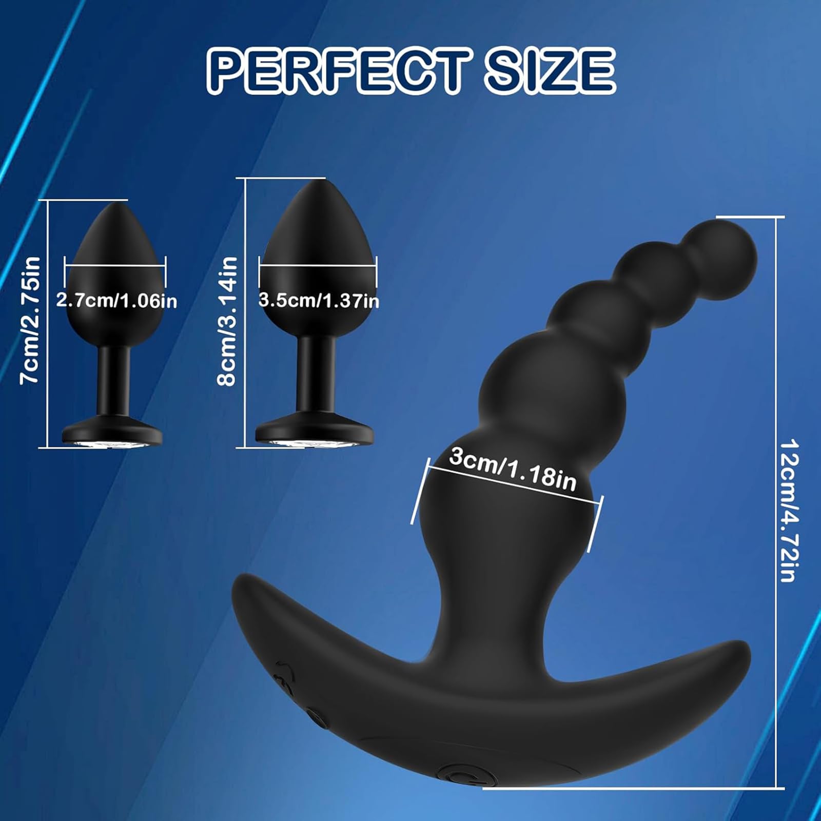 Lot De 3 Perles Anales Vibrantes, Plug Anal Rechargeable, Masseur De Prostate, Contrôle Par Application, 10 Vitesses De Vibration, Jouet Anal, Jouets Sexuels Anaux Pour Hommes, Femmes Et Couples