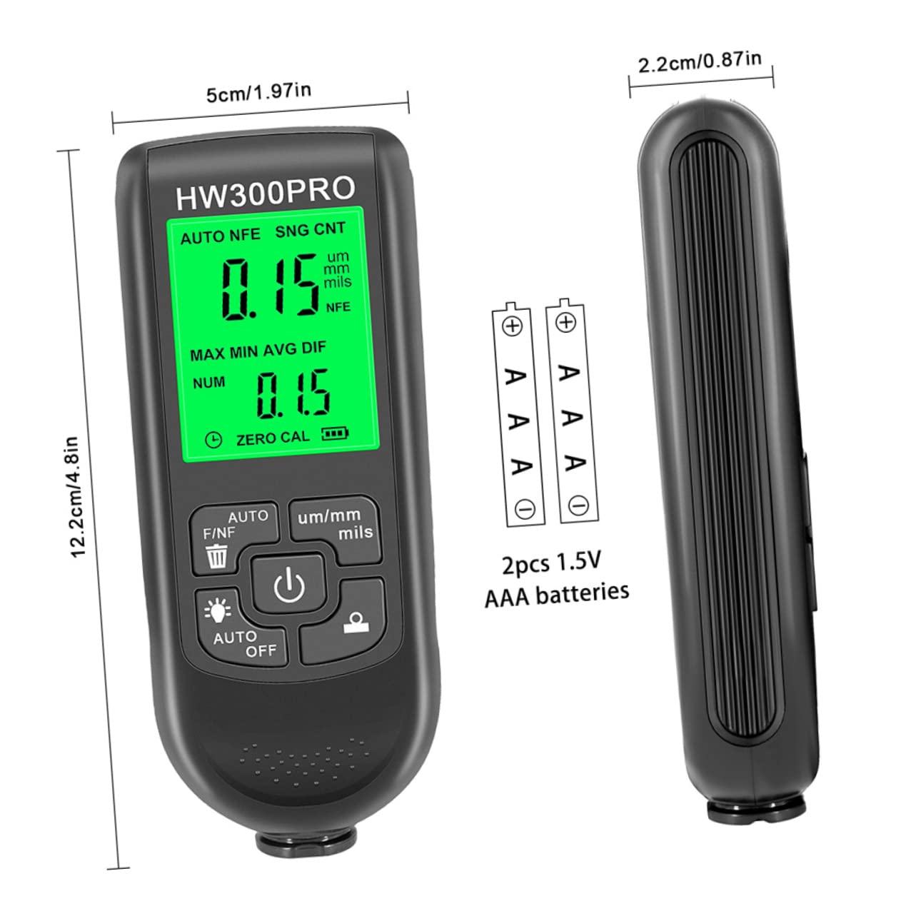 Cabilock Gauge Digital Car Coating Thickness Meter Paint Depth Gauge 1um Precision for Steel Aluminum Paintmeter