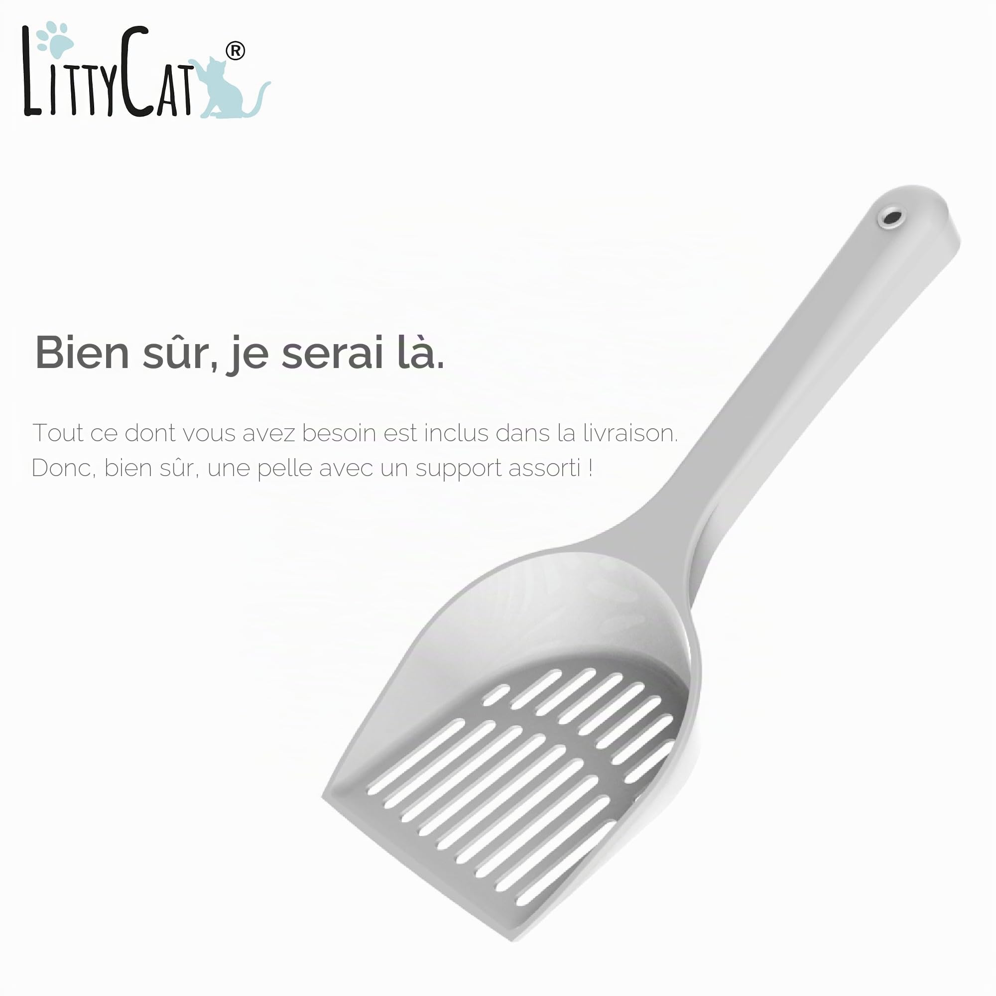 Littycat® Seau à litière pour chat incl. pelle & 3 recharges • Seau d’élimination hermétique aux odeurs • Système clic utilisable d’une seule main • Poubelle pour litière de chat