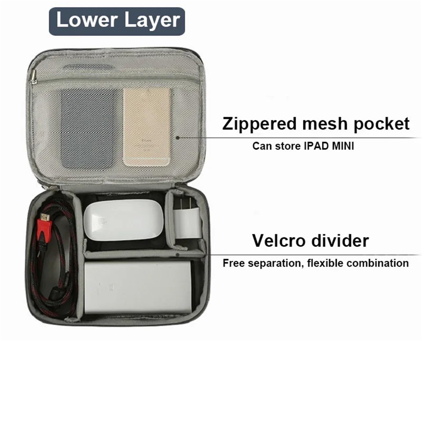 Borsa Per Cavi Caricabatterie USB digitale impermeabile, organizer portatile for cavi di ricarica da ufficio per Accessori Tecnologici(Blue 2Layer 2PCS)