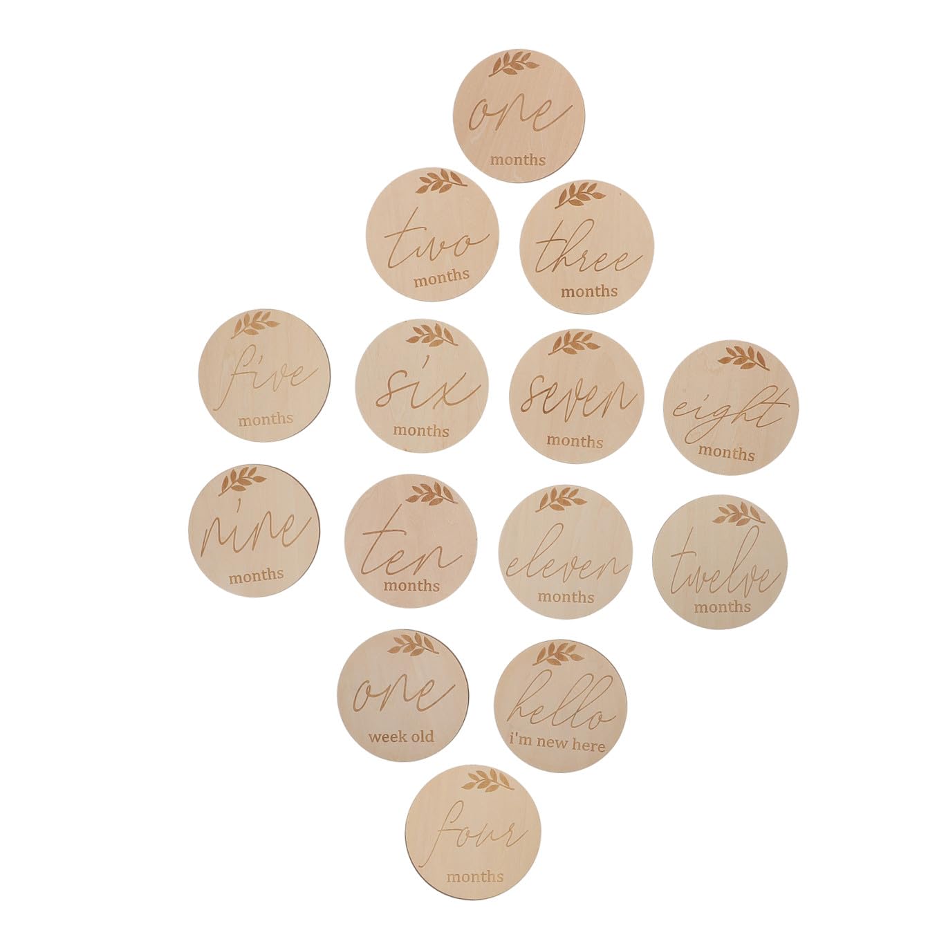 DOITOOL 28piezas Tarjetas De Madera para Bebés De Tarjetas Mensuales De Decoración De Crecimiento Infantil Ornaments De Madera para Fotografía Familiar Diámetro