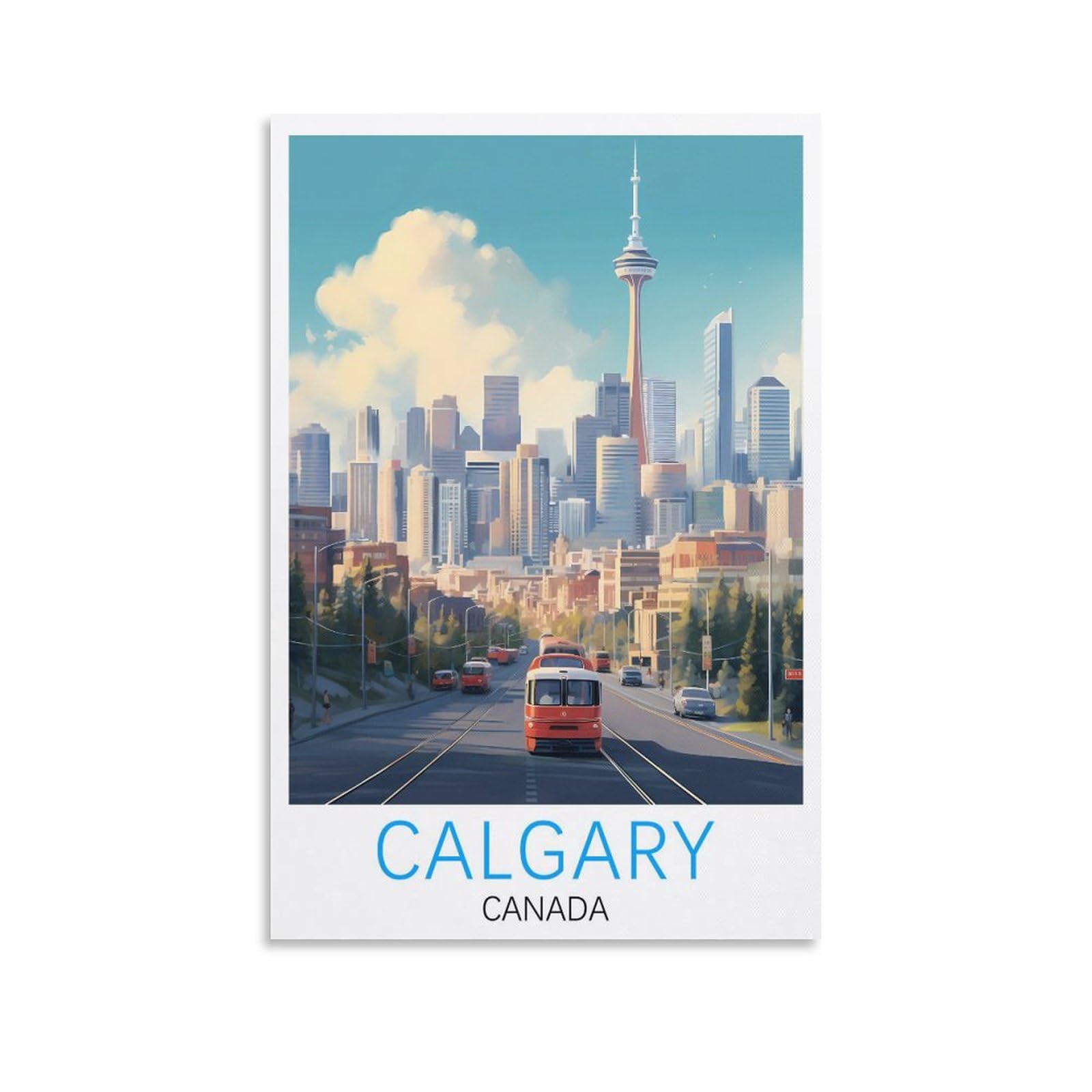 Calgary Canada Vintage Travel Poster 12x18inch(30x45cm) Canvas Print for Living Room, Bedroom, Dorm, Home, Office Wall Decoration