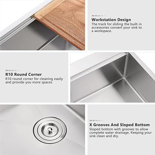 Miniatura 100 de Fregadero de cocina negro de 33 pulgadas con grifo - Fregadero de cocina negro de 33 x 22 pulgadas, fregadero de cocina y grifo de 10 pulgadas